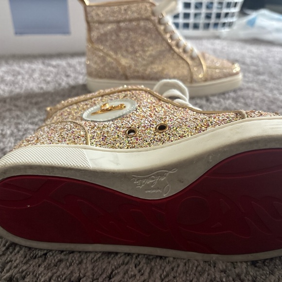 Christian Louboutin Louis Flat glitter high-top sneakers - Picture 3 of 4